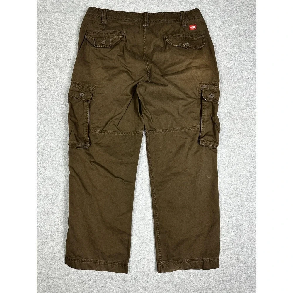 North Face Cargo Pant Mens 36x28 Brown Short Drawstring Hiking Utility Baggy Y2K